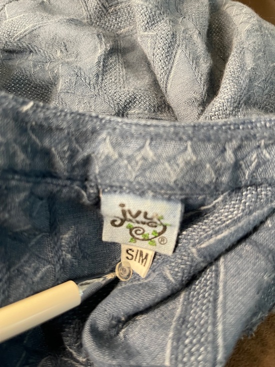 Ivy Jane Blue Boho Textured Raw Hem Top Festival Vibe - Picture 7 of 7